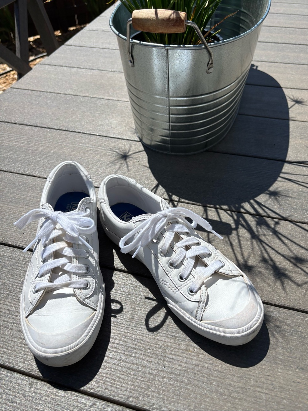 Keds White Leather Low-Top Lace-Up Sneakers 7.5